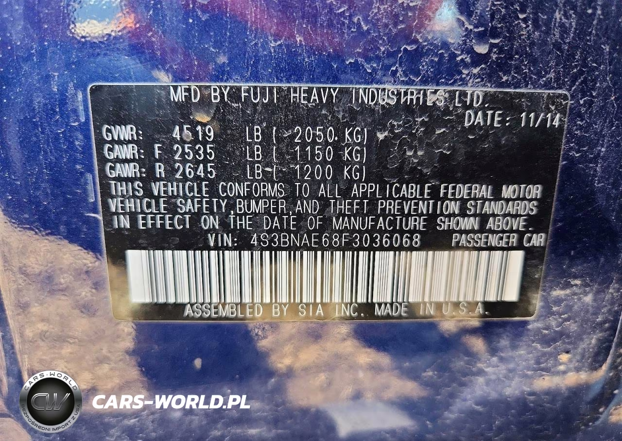 2015 Subaru Legacy 2.5I Premium VIN:4S3BNAE68F3036068 - 12