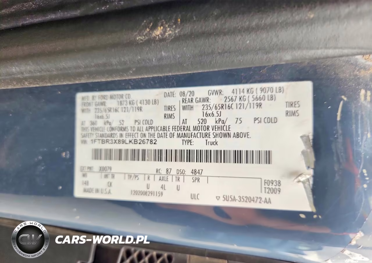 2020 Ford Transit 250 Delivery Van VIN:1FTBR3X89LKB26782 - 13