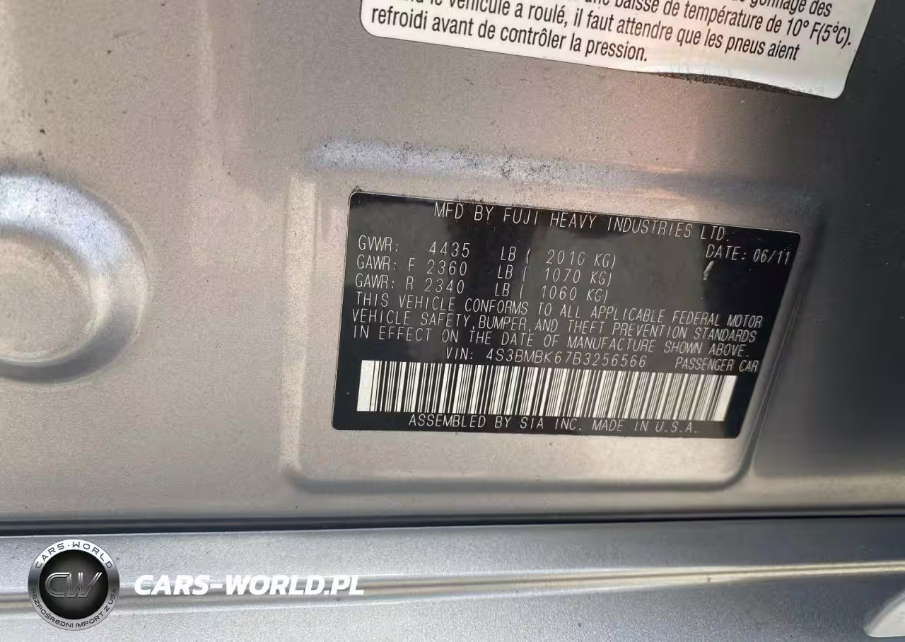 2011 SUBARU LEGACY 2.5I LIMITED VIN:4S3BMBK67B3256566 - 10