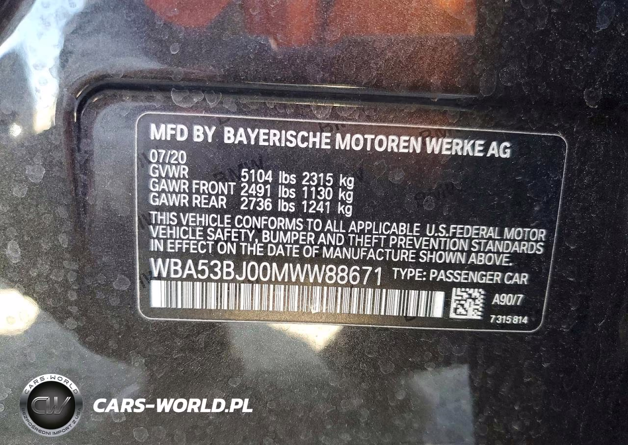 2021 BMW 540 I VIN:WBA53BJ00MWW88671 - 13