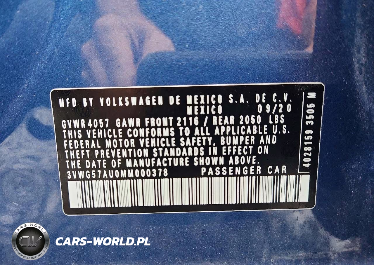 2021 Volkswagen Golf VIN:3VWG57AU0MM000378 - 12
