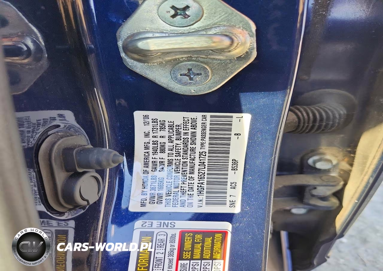 2007 Honda Civic Lx VIN:1HGFA16527L041725 - 12