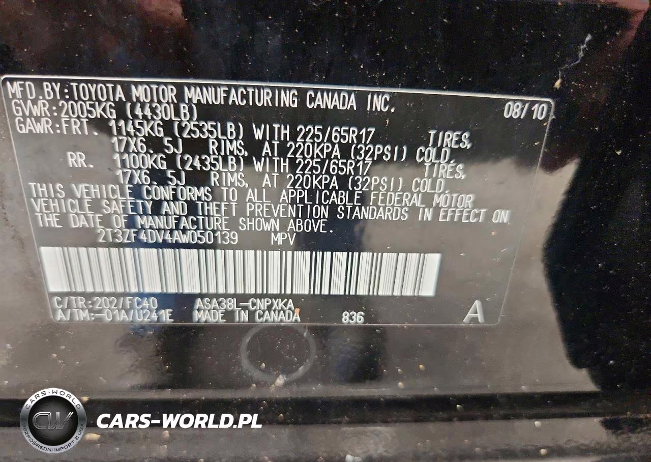 2010 Toyota Rav4 Base VIN:2T3ZF4DV4AW050139 - 12
