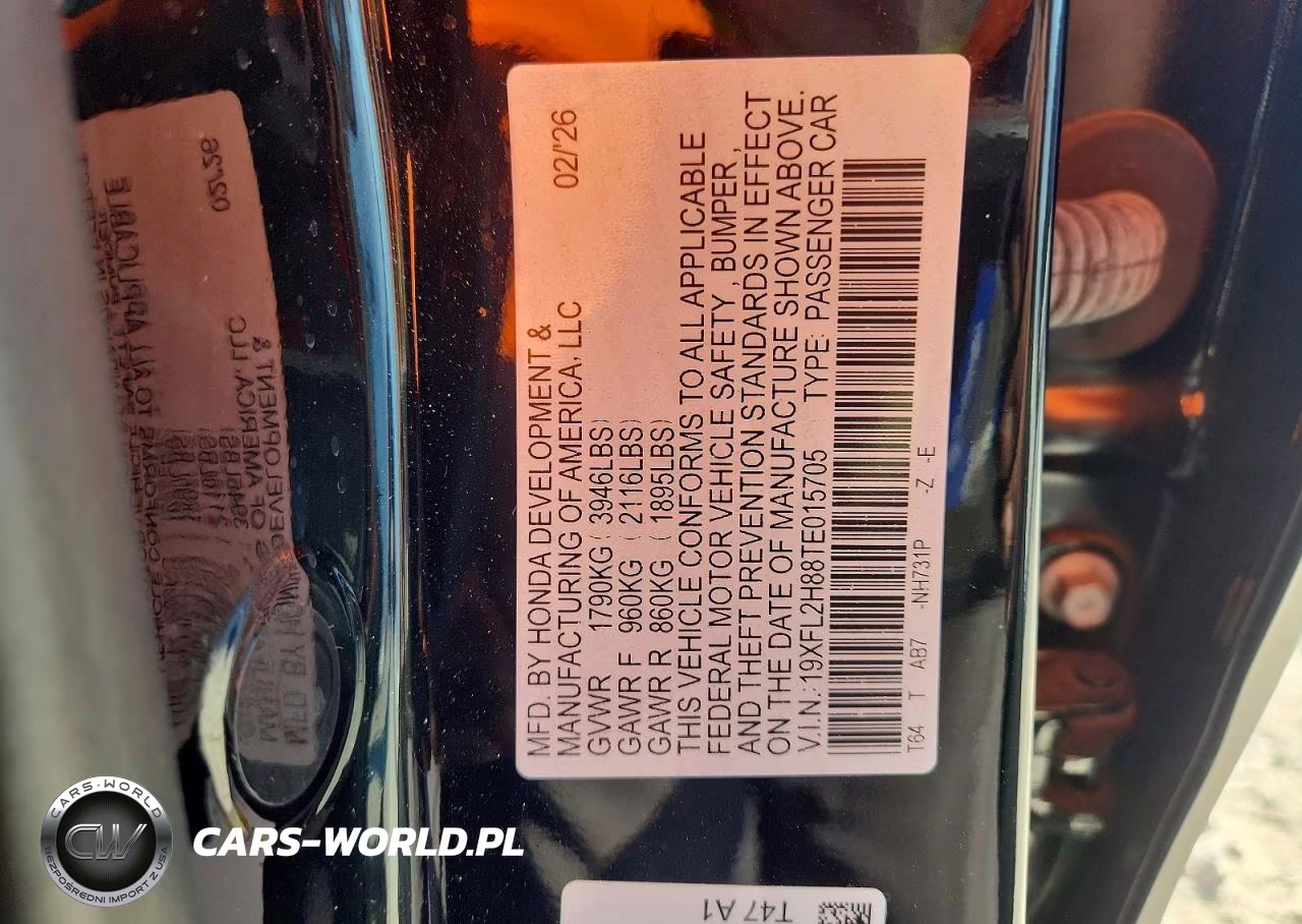 2026 Honda Civic Sport VIN:19XFL2H88TE015705 - 12