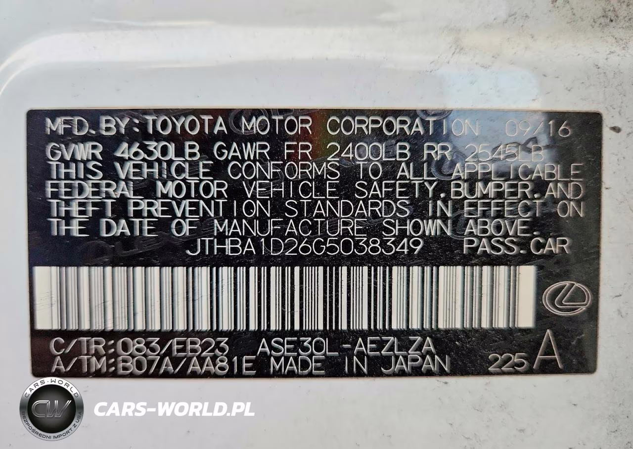 2016 Lexus Is 200T VIN:JTHBA1D26G5038349 - 12
