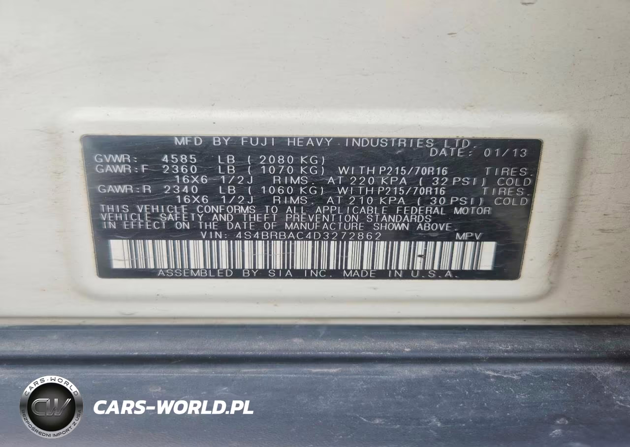 2013 Subaru Outback 2.5I VIN:4S4BRBAC4D3272862 - 12