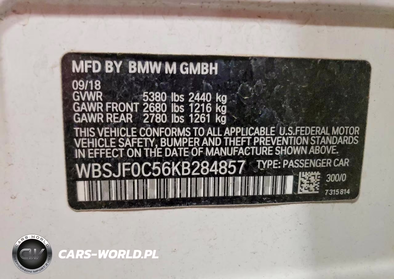 2019 BMW M5 VIN:WBSJF0C56KB284857 - 12