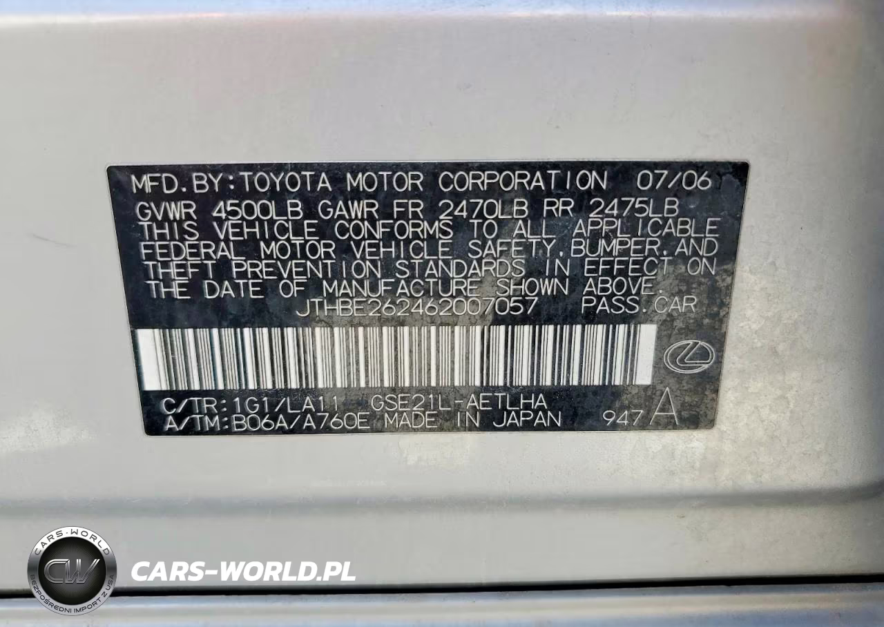 2006 Lexus Is 350 VIN:JTHBE262462007057 - 13