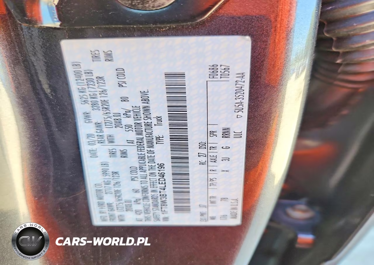 2020 Ford F350 Super Duty VIN:1FT8W3BT4LED46196 - 12
