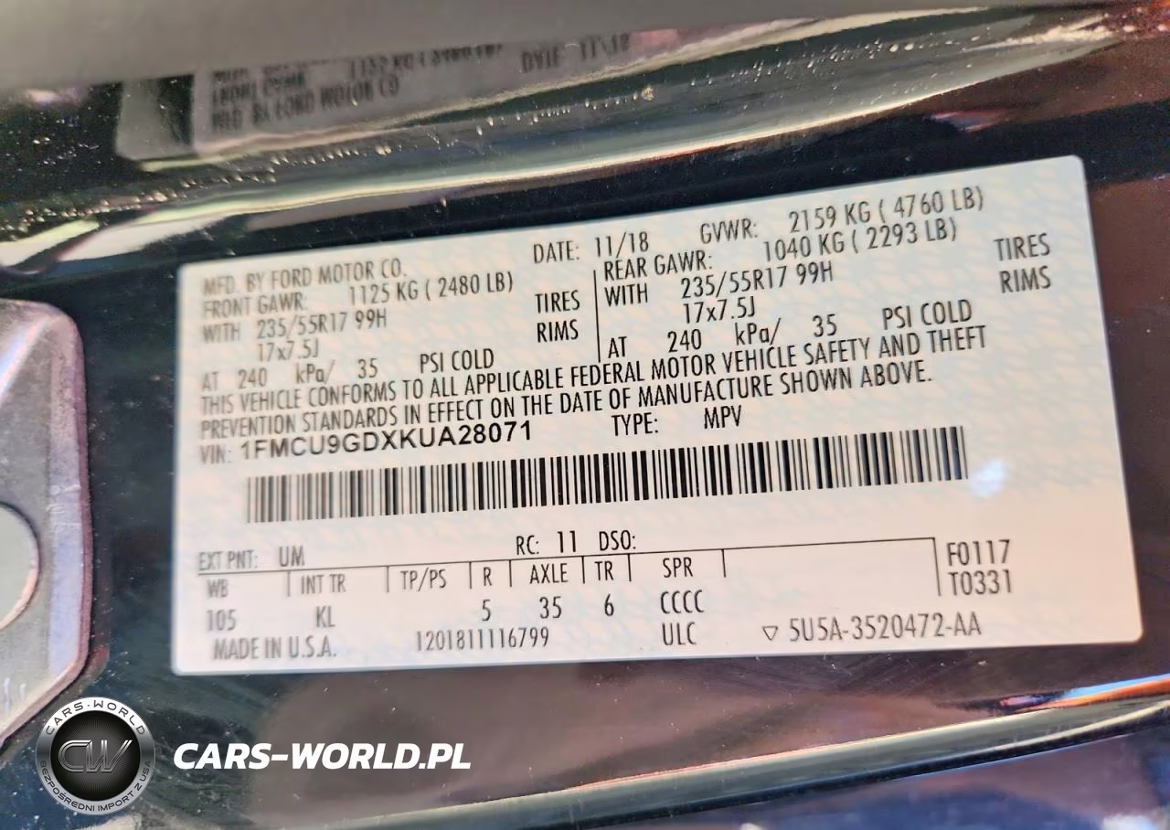 2019 Ford Escape Se VIN:1FMCU9GDXKUA28071 - 13