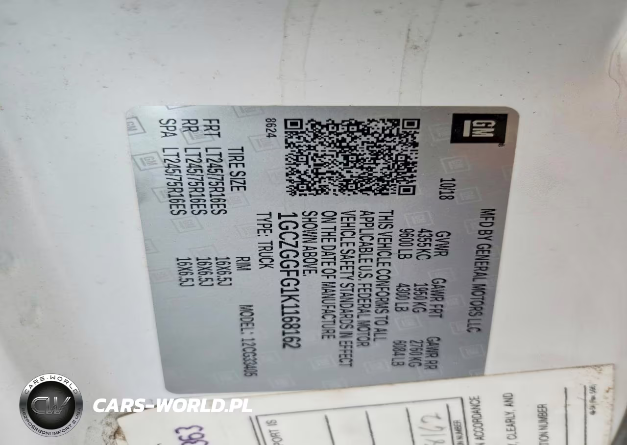 2019 Chevrolet Express 3500 Cargo Delivery Van VIN:1GCZGGFG1K1168162 - 12