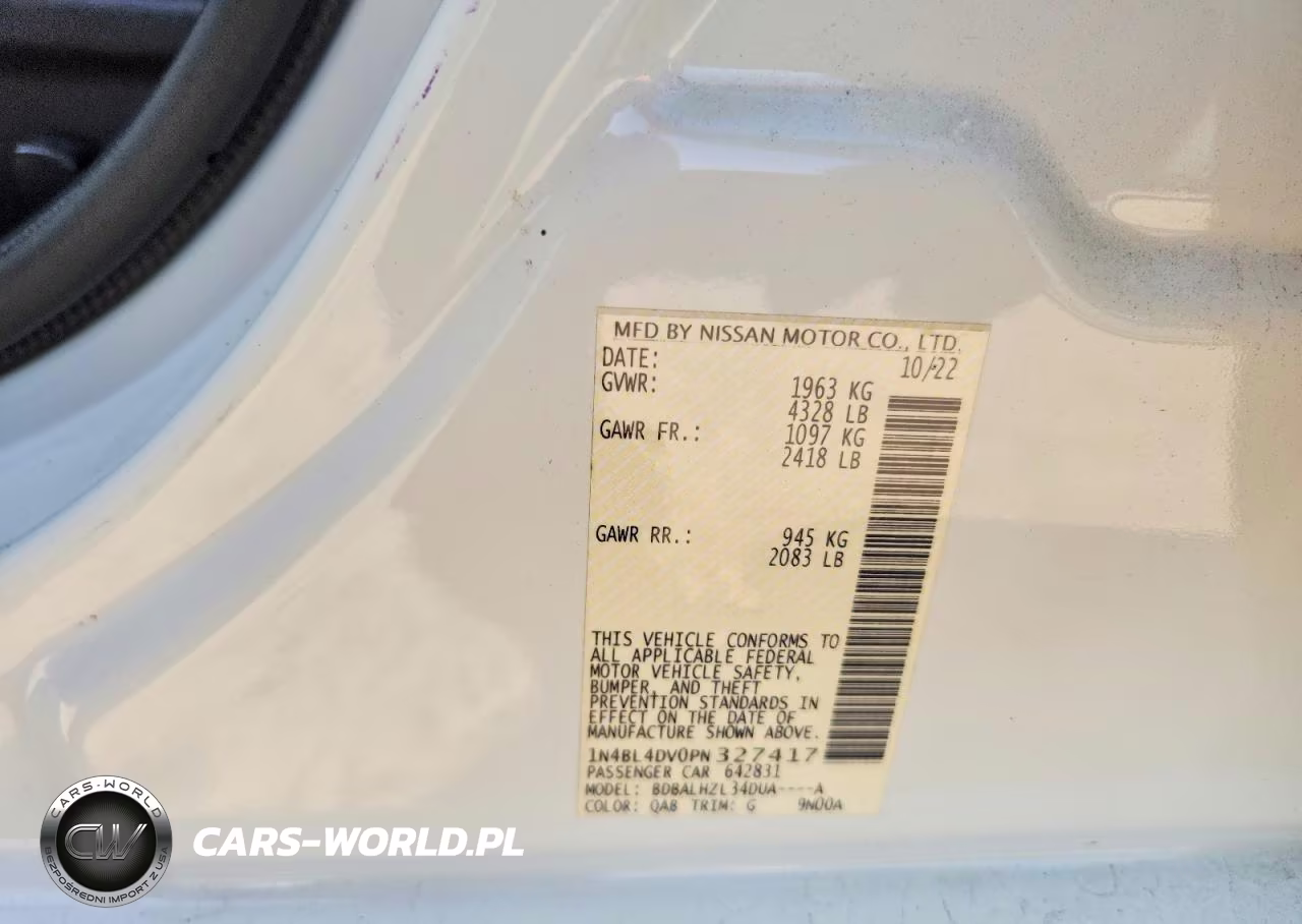 2023 Nissan Altima Sv VIN:1N4BL4DV0PN327417 - 12