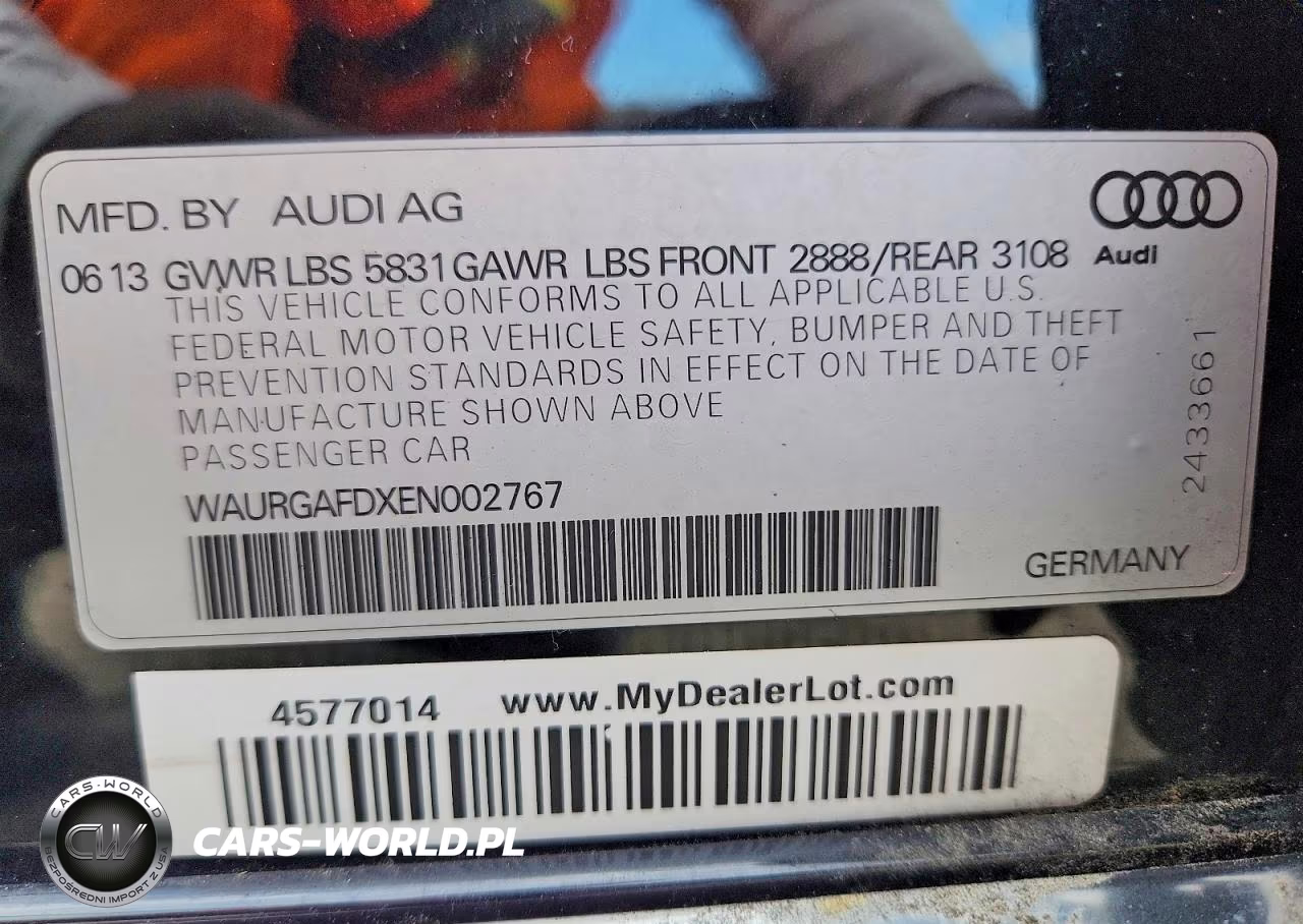 2014 Audi A8 VIN:WAURGAFDXEN002767 - 12