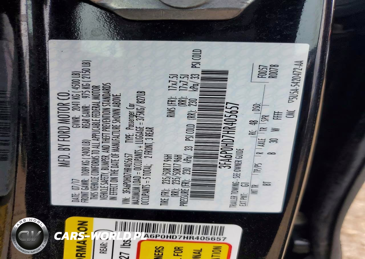 2017 Ford Fusion Se VIN:3FA6P0HD7HR405657 - 12
