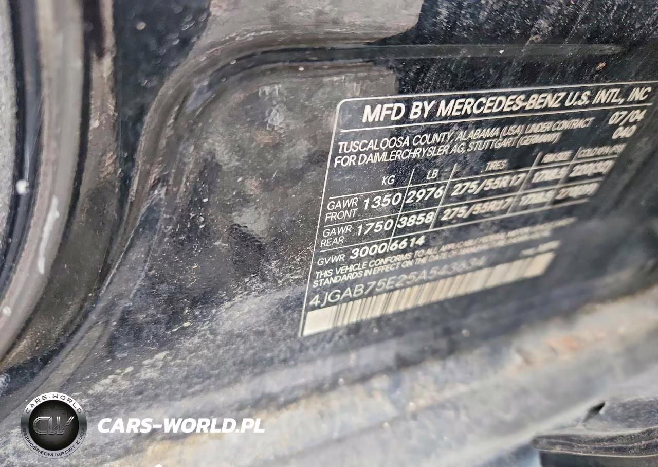 2005 Mercedes-Benz Ml 500 VIN:4JGAB75E25A543634 - 13