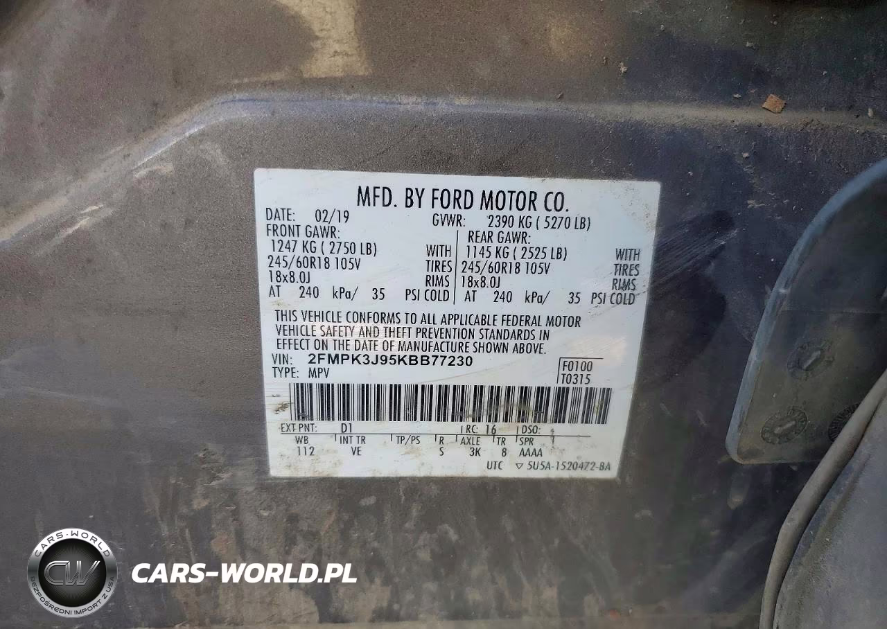 2019 Ford Edge Sel VIN:2FMPK3J95KBB77230 - 12
