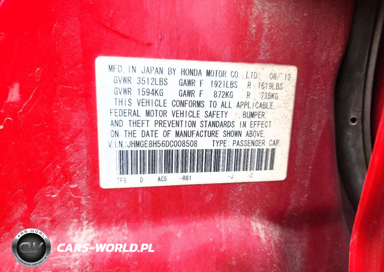 2013 Honda Fit Sport VIN:JHMGE8H56DC008508 - 12