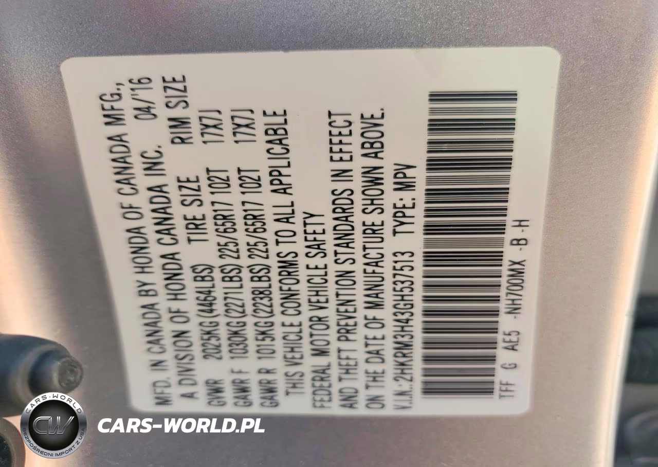 HONDA CR-V SE VIN:2HKRM3H43GH537513 - 12