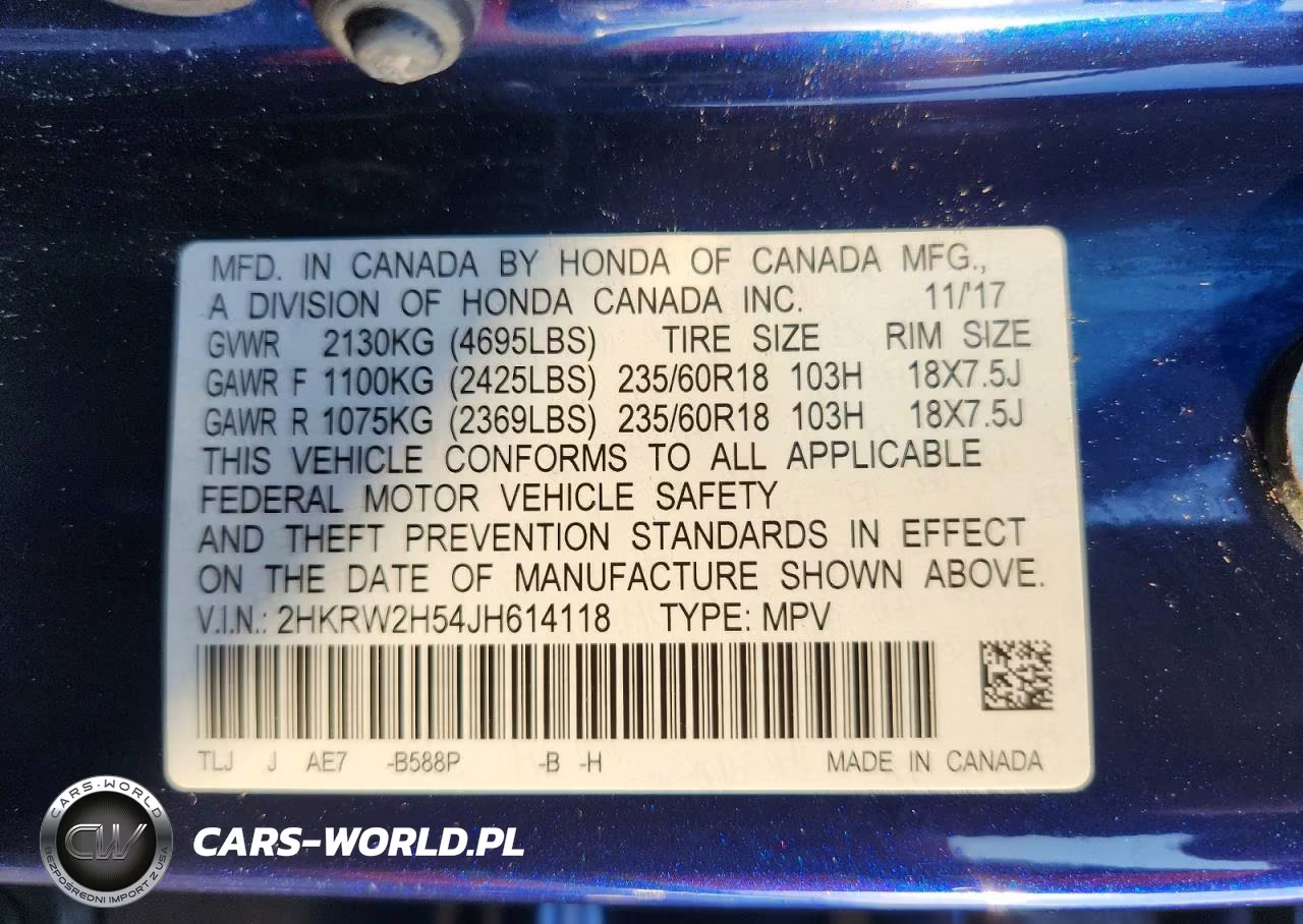 2018 Honda Cr-V VIN:2HKRW2H54JH614118 - 14
