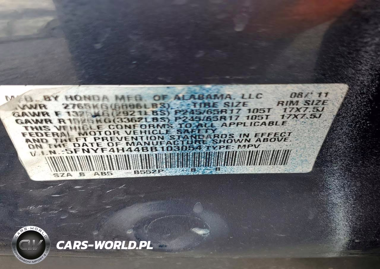 2011 Honda Pilot Ex VIN:5FNYF4H44BB103054 - 12