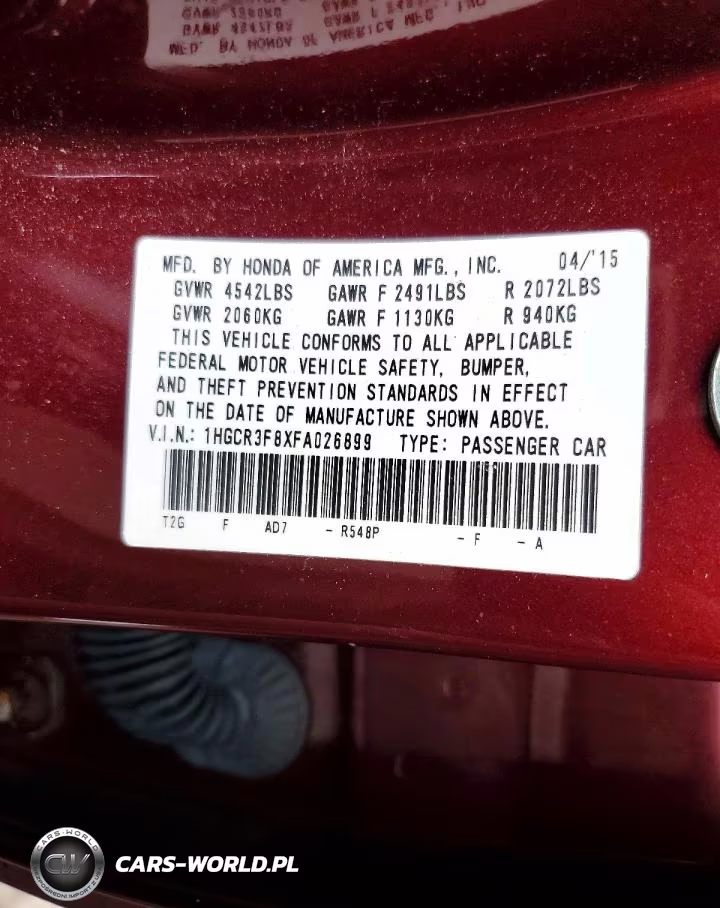 2015 Honda Accord Exl VIN:1HGCR3F8XFA026899 - 12