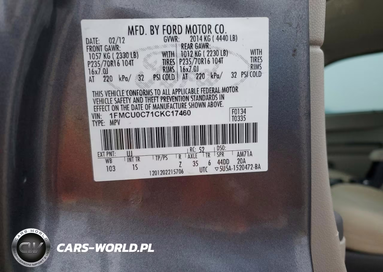 2012 Ford Escape Xls VIN:1FMCU0C71CKC17460 - 13