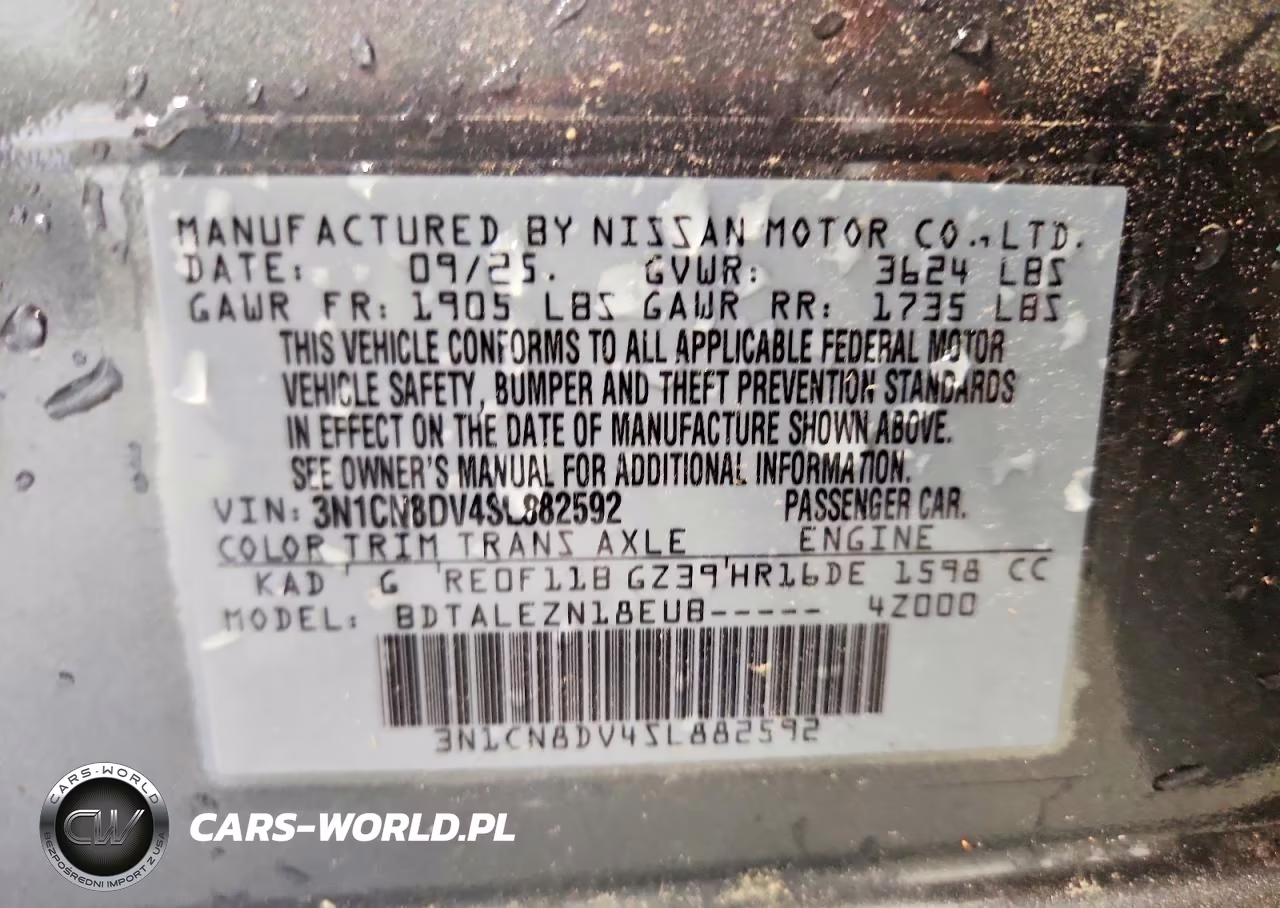 2025 Nissan Versa S VIN:3N1CN8DV4SL882592 - 12