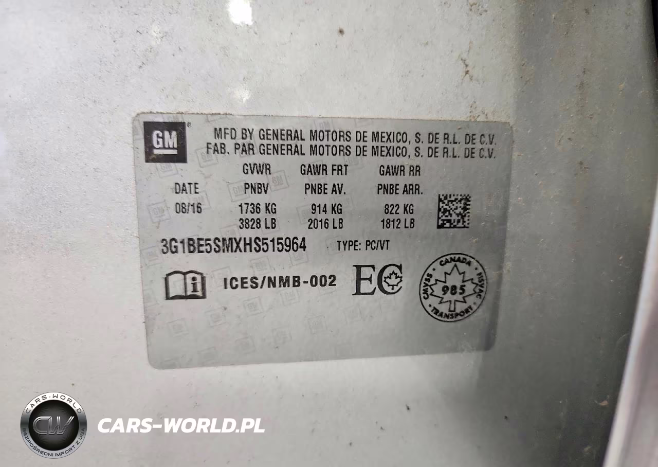 2017 Chevrolet Cruze Lt VIN:3G1BE5SMXHS515964 - 12