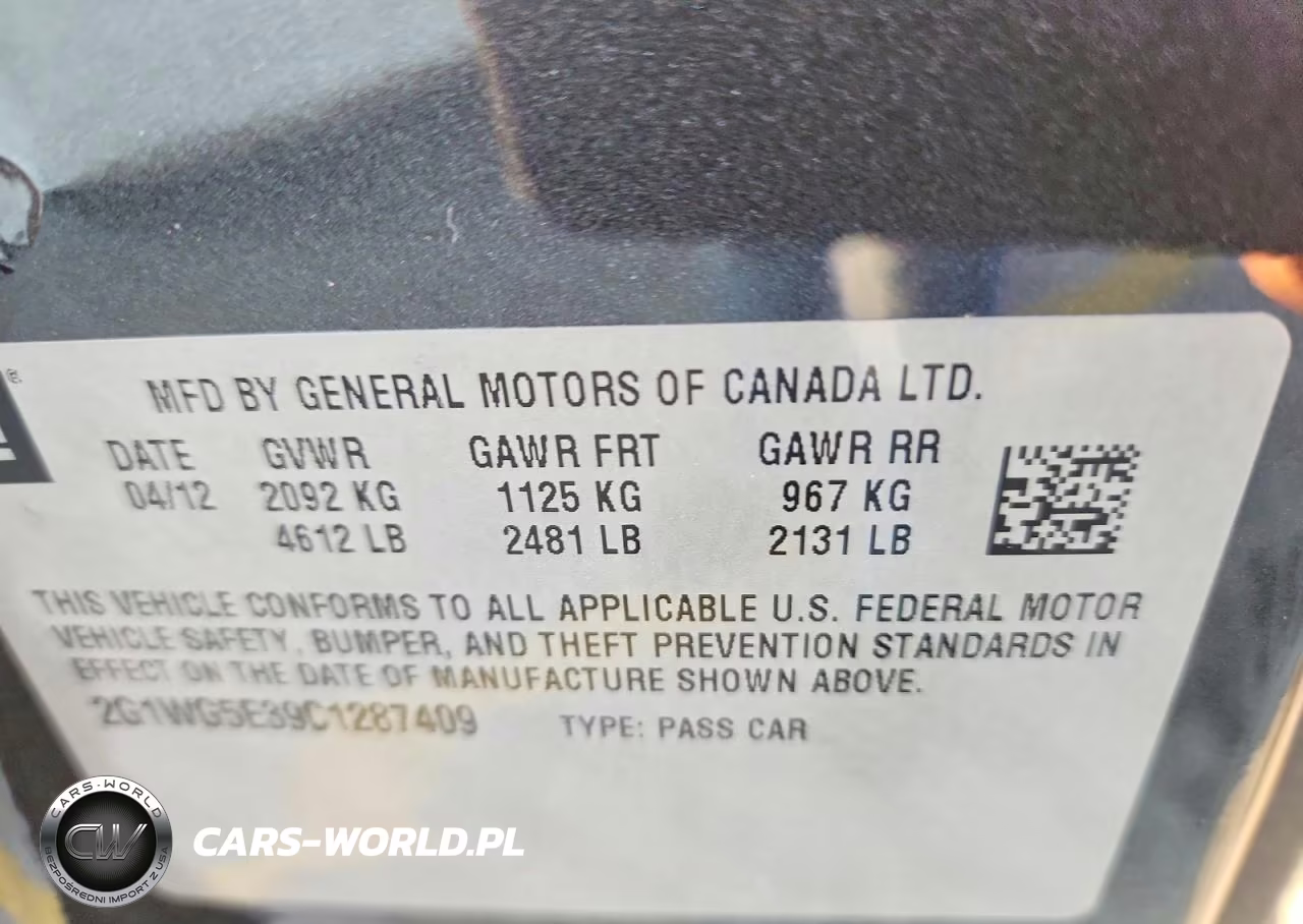 2012 Chevrolet Impala Lt VIN:2G1WG5E39C1287409 - 12