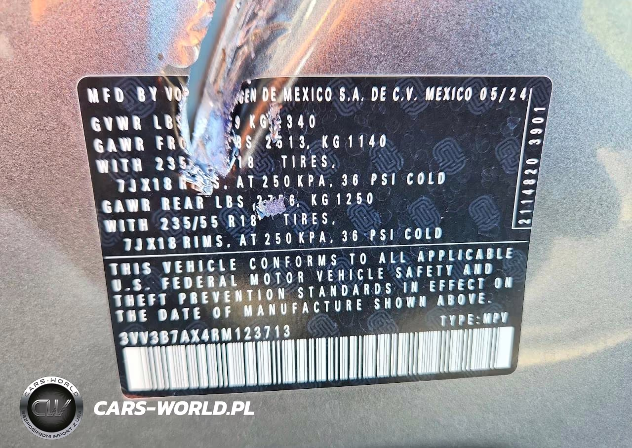2024 Volkswagen Tiguan Se VIN:3VV3B7AX4RM123713 - 13