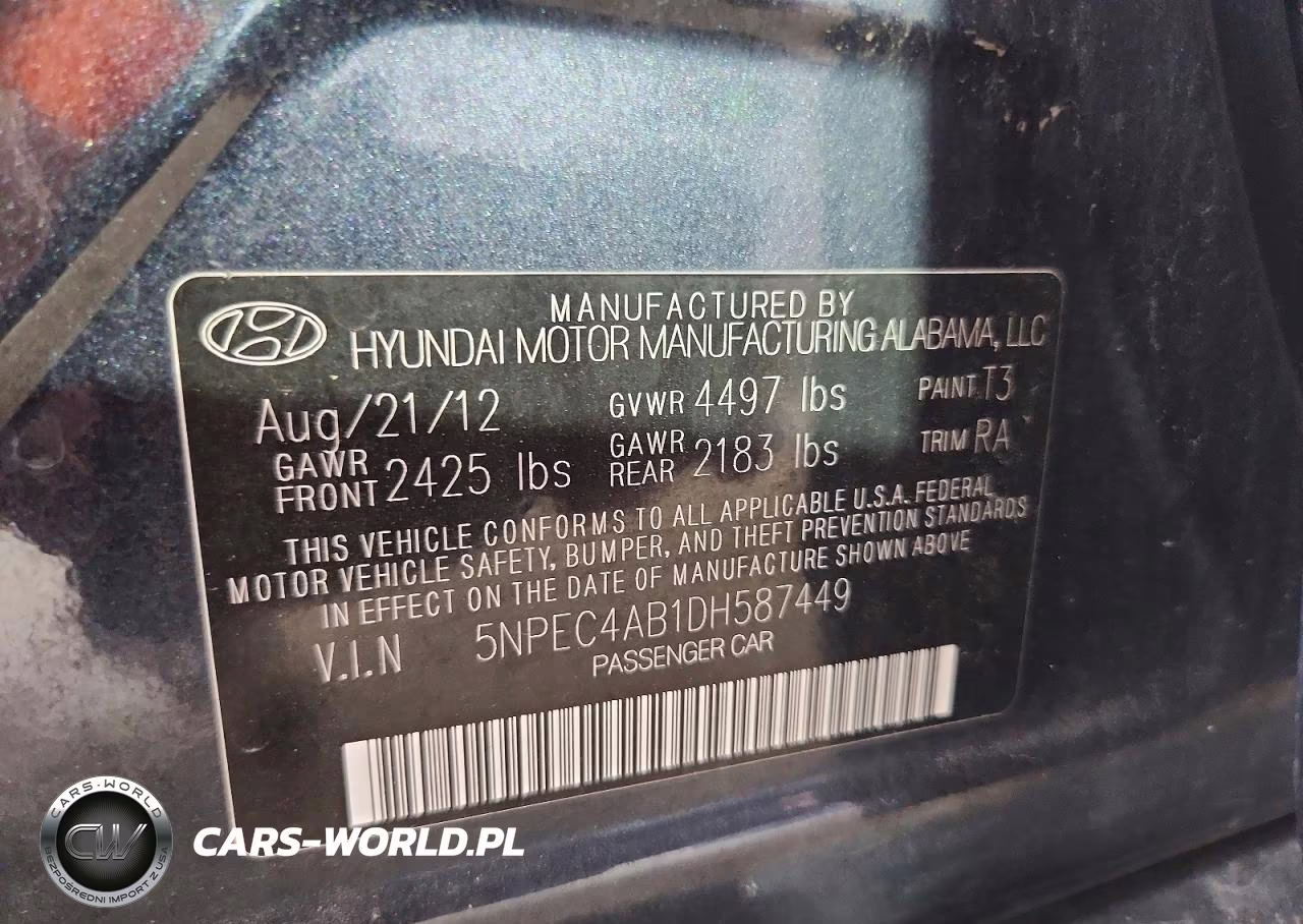 2013 Hyundai Sonata Limited 2.0T VIN:5NPEC4AB1DH587449 - 12