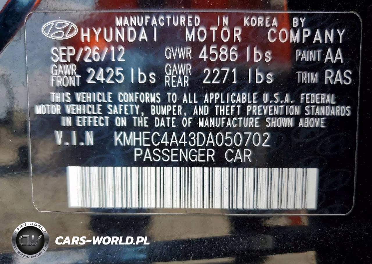 2013 Hyundai Sonata Hybrid VIN:KMHEC4A43DA050702 - 12