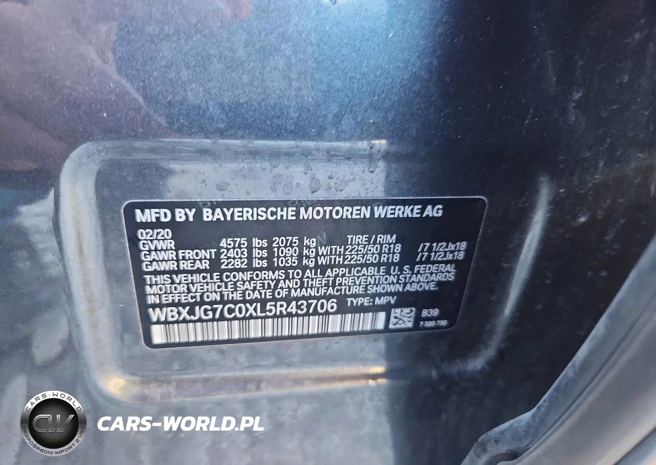 2020 BMW X1 Sdrive28I VIN:WBXJG7C0XL5R43706 - 14