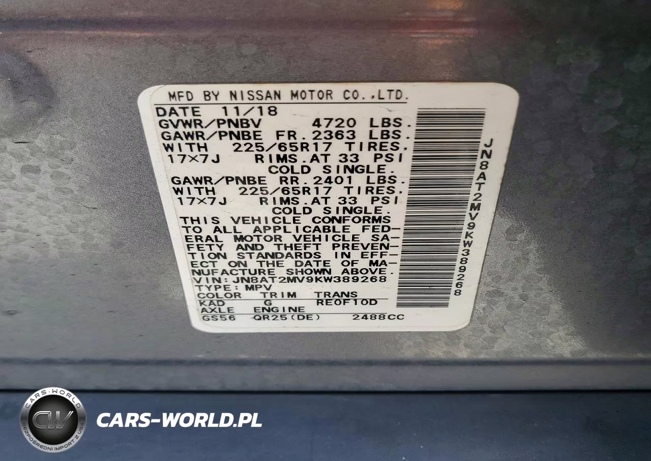 2019 Nissan Rogue Sv VIN:JN8AT2MV9KW389268 - 13