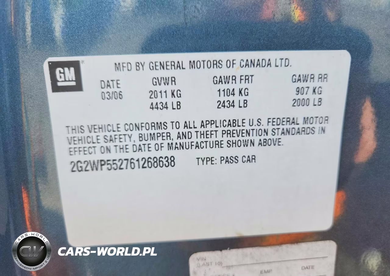 2006 Pontiac Grand Prix VIN:2G2WP552761268638 - 12