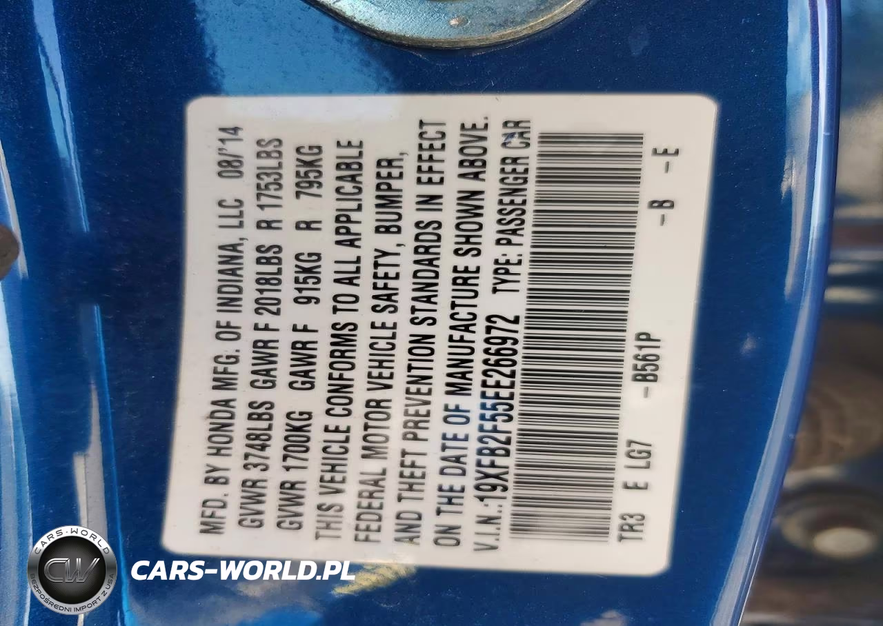 2014 Honda Civic Lx VIN:19XFB2F55EE266972 - 12