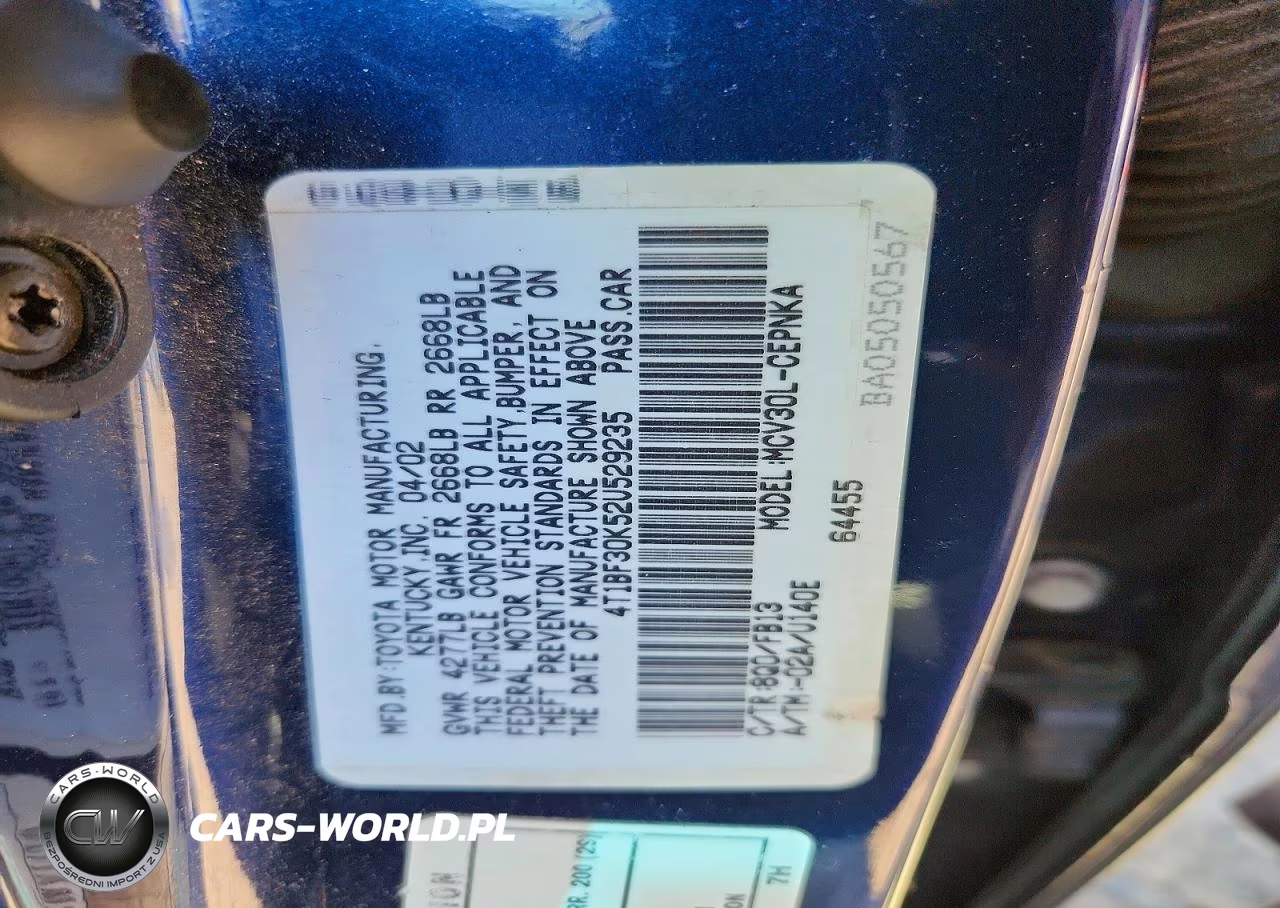 2002 Toyota Camry Le V6 VIN:4T1BF30K52U529235 - 12