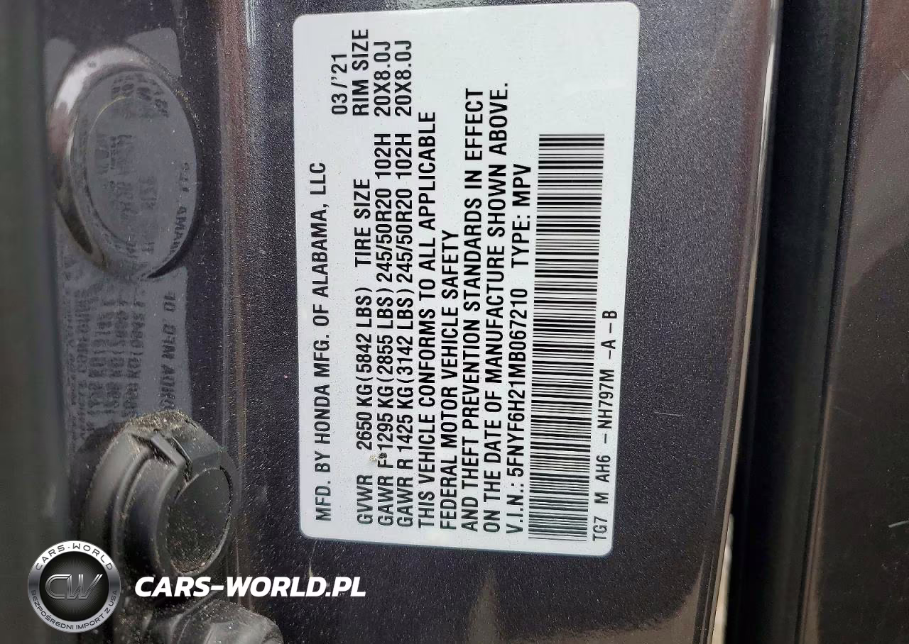 2021 Honda Pilot Se VIN:5FNYF6H21MB067210 - 13