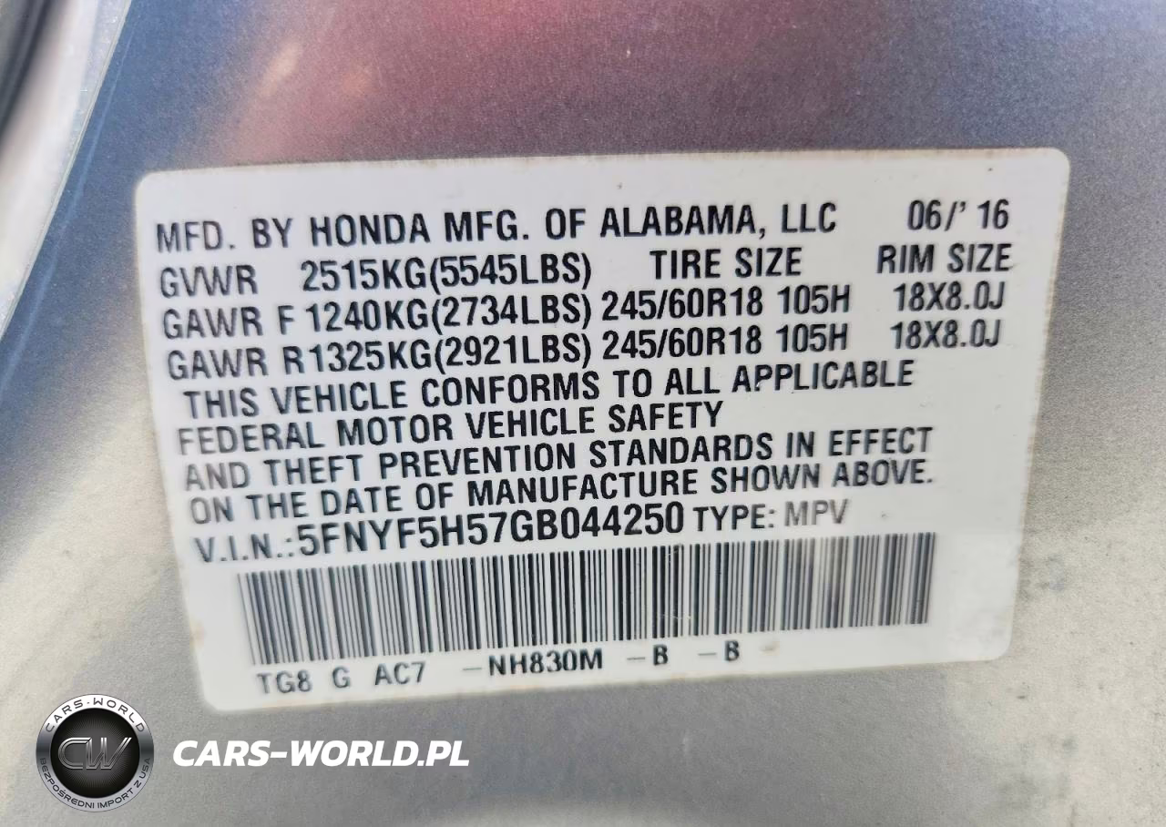 2016 Honda Pilot Exl VIN:5FNYF5H57GB044250 - 14