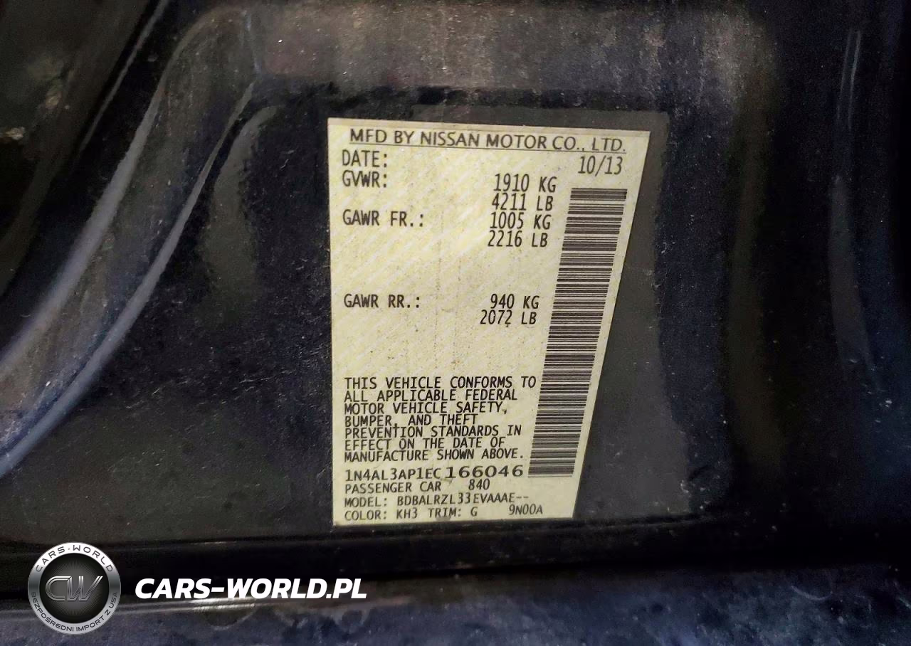 2014 Nissan Altima 2.5 S VIN:1N4AL3AP1EC166046 - 12