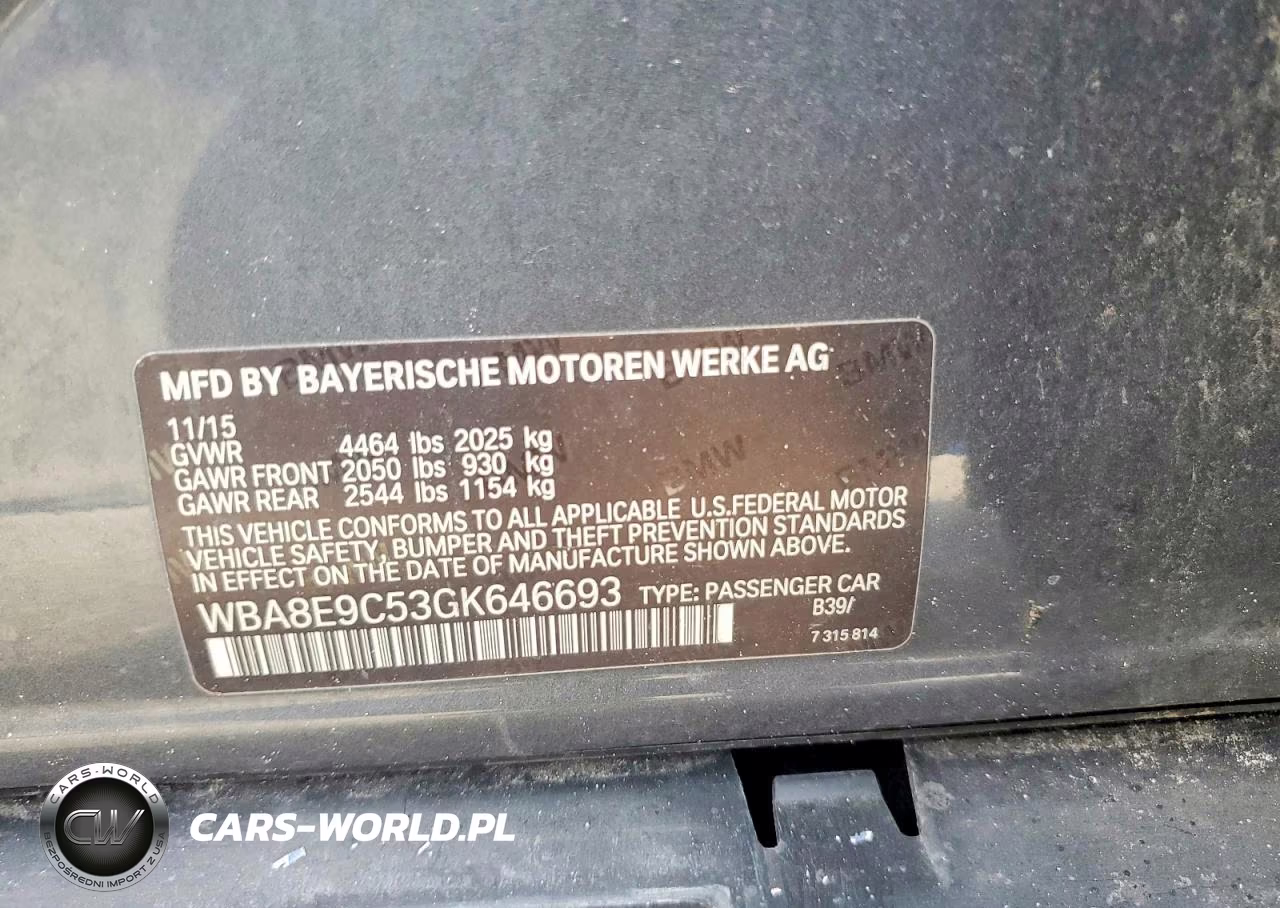 2016 BMW 328 I Sulev VIN:WBA8E9C53GK646693 - 12