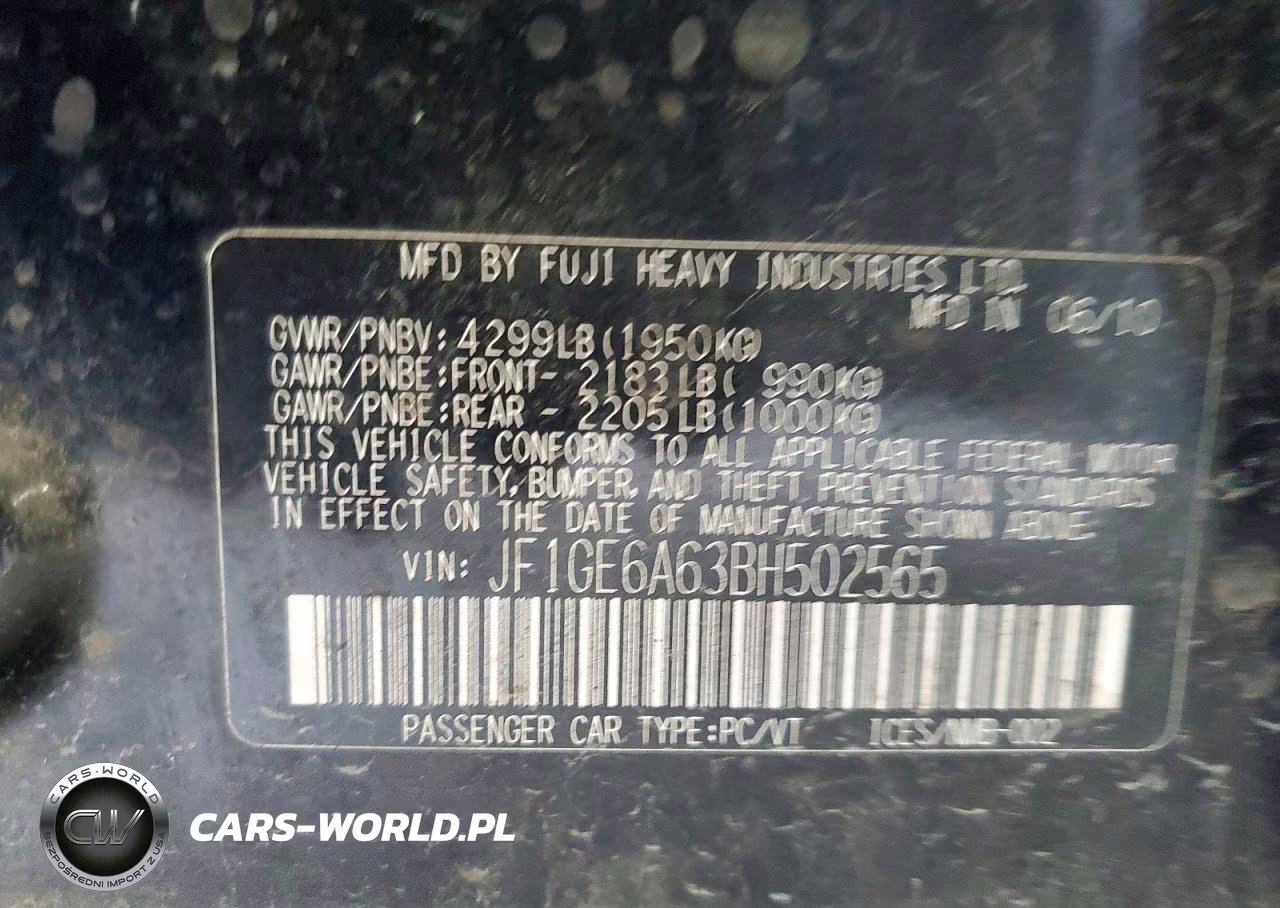 2011 Subaru Impreza 2.5I VIN:JF1GE6A63BH502565 - 12