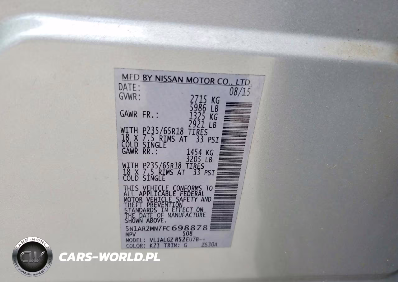 2015 Nissan Pathfinder Sl VIN:5N1AR2MN7FC698878 - 13
