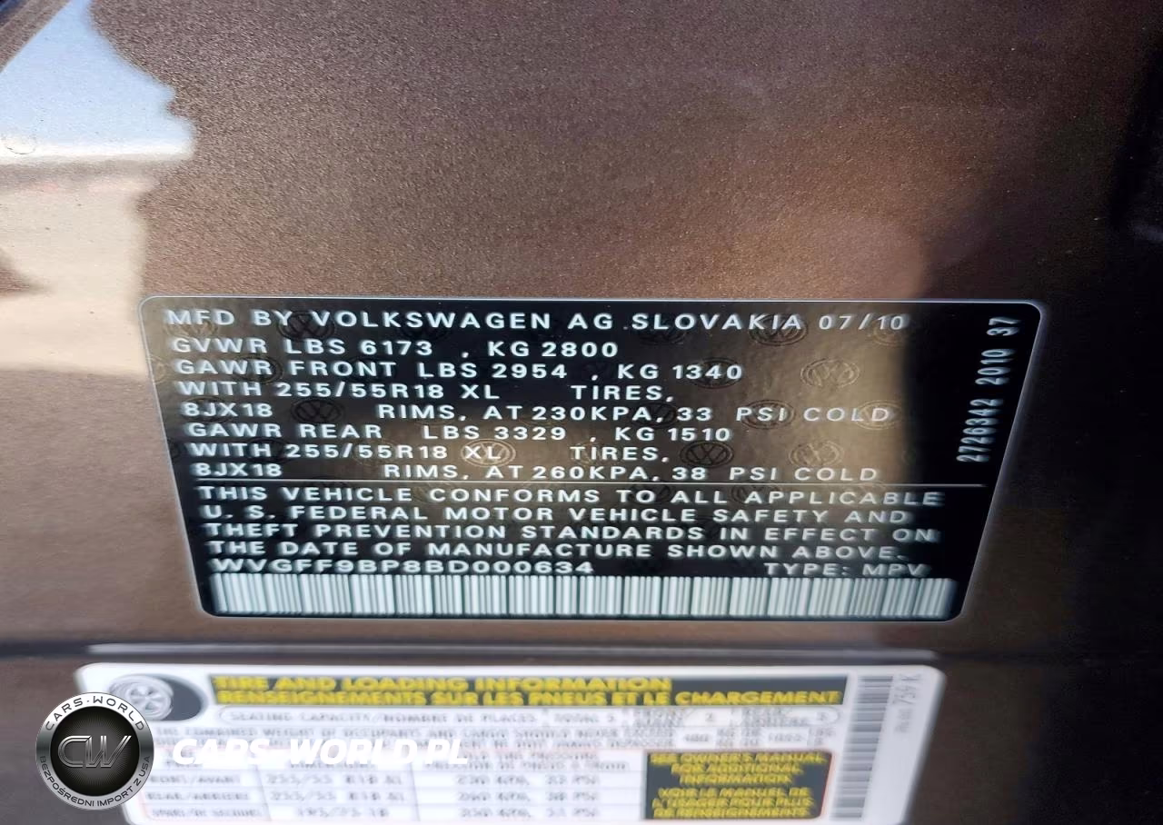 2011 Volkswagen Touareg V6 VIN:WVGFF9BP8BD000634 - 14