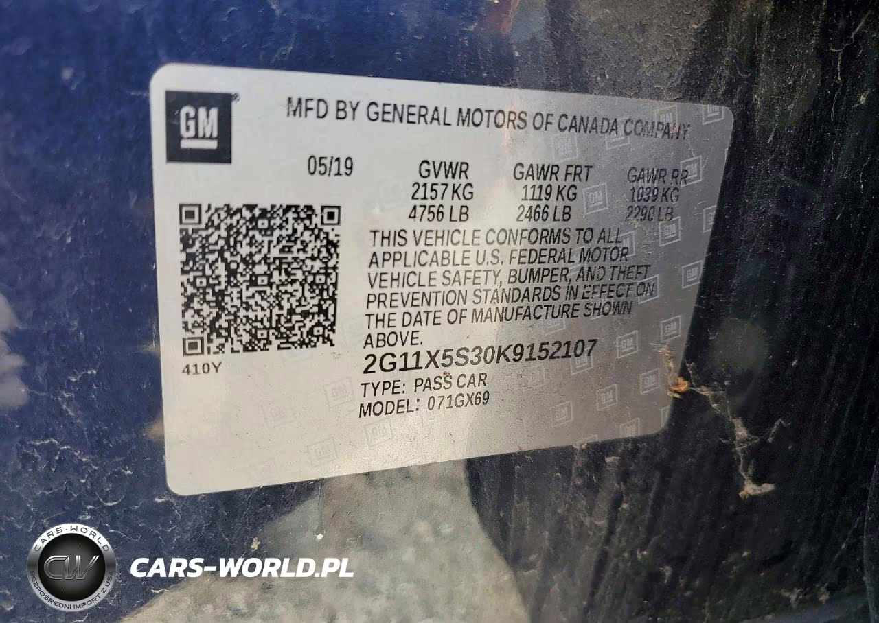 2019 Chevrolet Impala Ls VIN:2G11X5S30K9152107 - 12