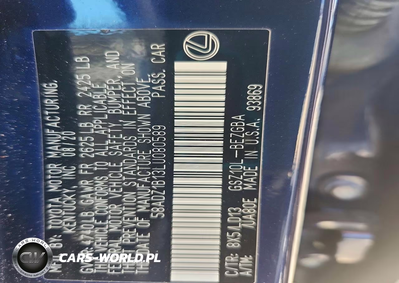 2020 Lexus Es 350 VIN:58ADZ1B13LU080589 - 13