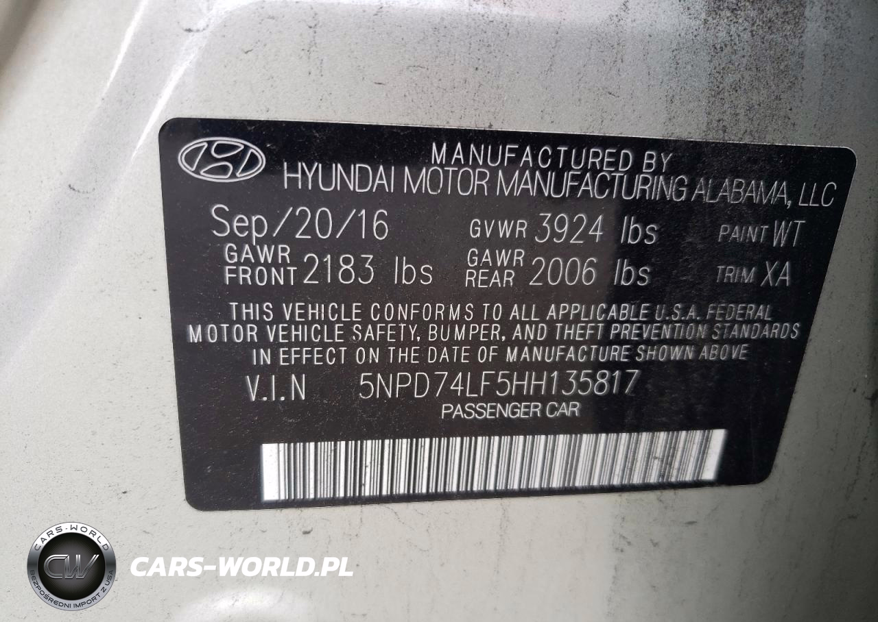 HYUNDAI ELANTRA SE VIN:5NPD74LF5HH135817 - 12