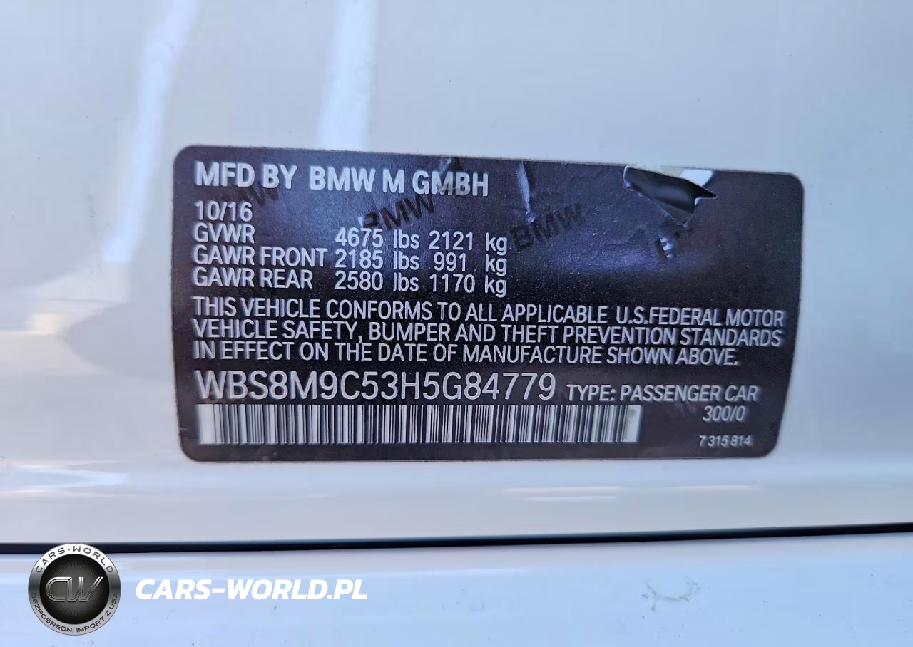 2017 BMW M3 VIN:WBS8M9C53H5G84779 - 13