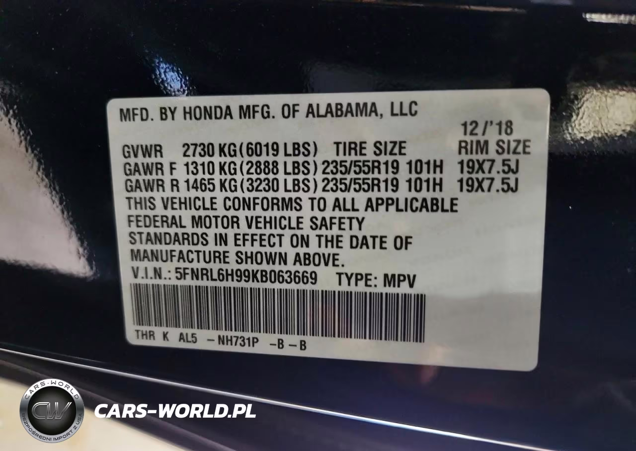 2019 Honda Odyssey Elite VIN:5FNRL6H99KB063669 - 13