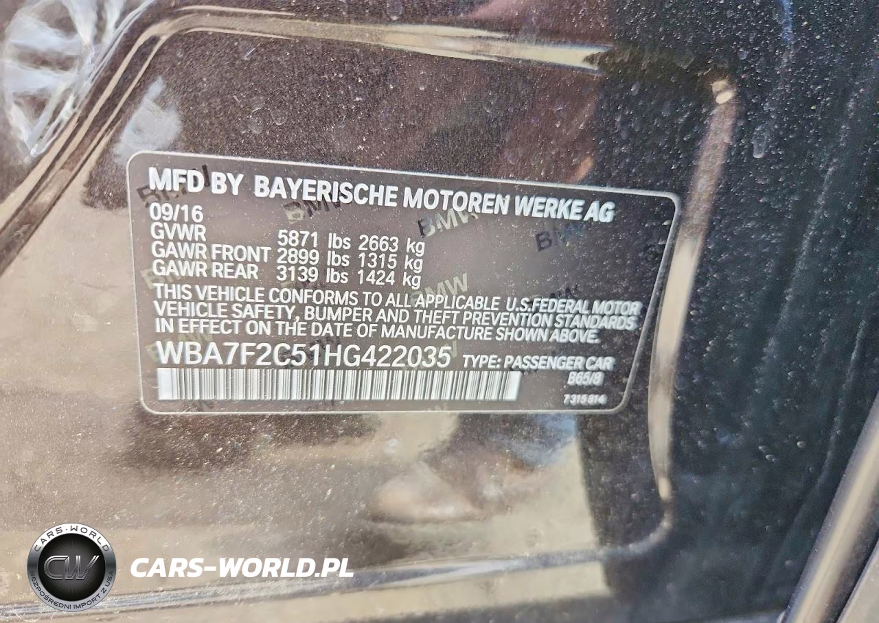 2017 BMW 750 Xi VIN:WBA7F2C51HG422035 - 12
